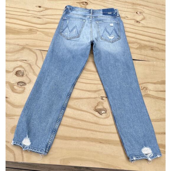 MOTHER Distressed High Rise Straight Leg The Tomcat Jeans Women’s Blue SIZE 27 - Picture 8 of 10